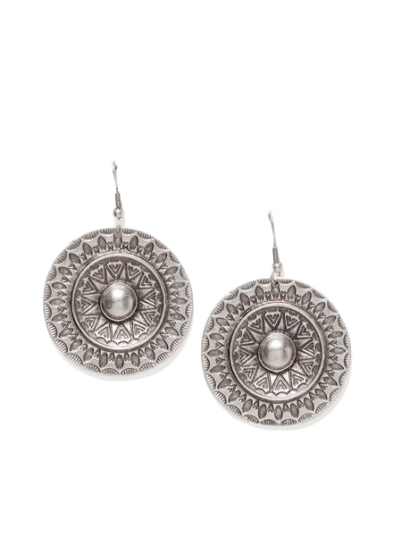 Silver Plated Round Seal Earrings