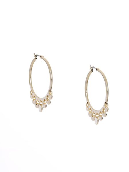 Gold Plated Embelished Baali Hoop Earrings