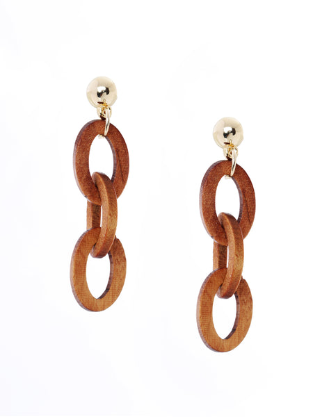 Wooden Interlinked Chain Earrings