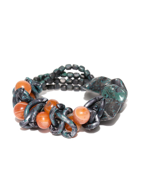 Carnelium, Aluminium and Stone Bead Bracelet - Thingalicious
 - 1