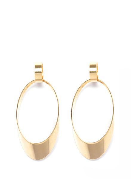 Thingalicious Gold-Toned Oval Drop Earrings