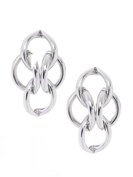 Bold Interlinked Rhodium Plated Earrings