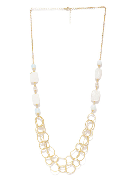 Gold Plated Mother of Pearl Matinee Necklace