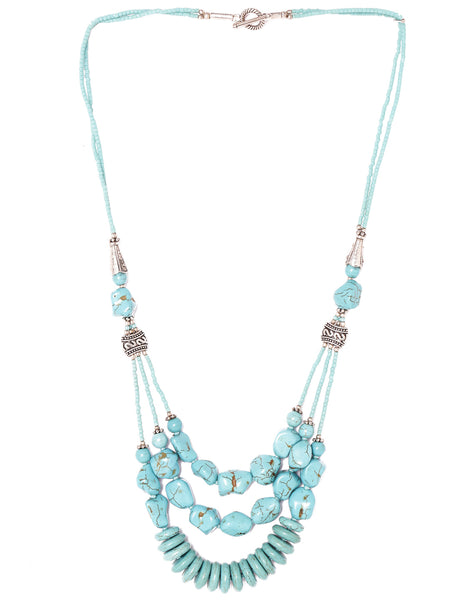 Turquoise Stone Layered Neclace