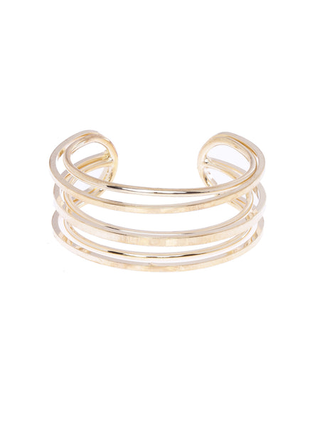 Gold Plated Two Layered Classic Cuff Bracelet