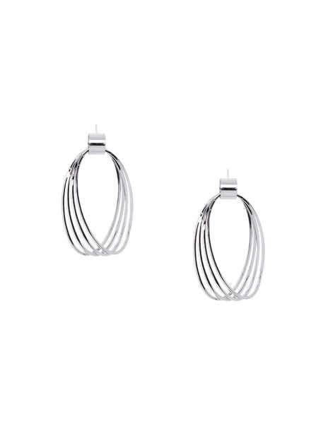 Rhodium Plated Quirky Layered Hoop Earrings