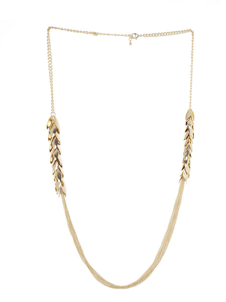 Gold Plated Statement Necklace with Leaf Details