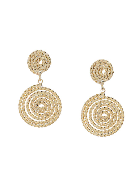 Gold Plated Woven Spiral Drop Earrings