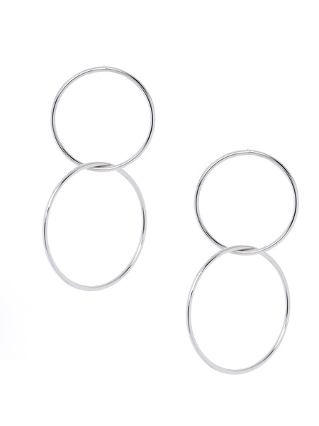 Rhodiun Plated Statement Oversize Double Hoop Earrings