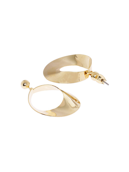 Gold Plated Twisted Ribbon Loop Drop earrings