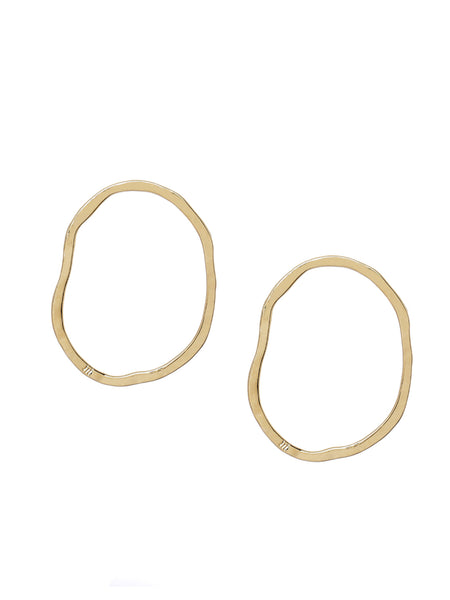 Gold Plated Hammered Wobbled Hoop Earrings