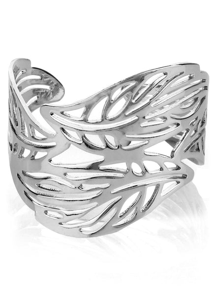 Leaf Cut Work Silver Cuff Bracelet - Thingalicious
 - 1