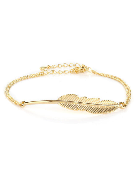 Feather Gold Chain Bracelet - Thingalicious
 - 1