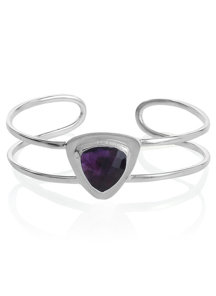 Amethyst Silver Cuff Bracelet - Thingalicious
 - 1