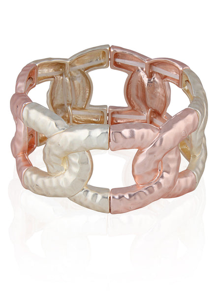 Rose Gold and Yellow Gold Link Chunky Bracelet - Thingalicious
 - 1