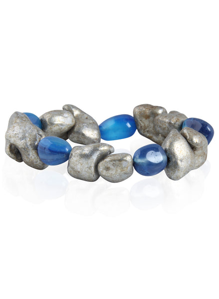 Lapiz and Aluminium Stone Beads Bracelet - Thingalicious
 - 1