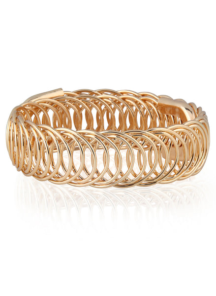 Adjustable Spring Chunky Gold Bracelet - Thingalicious
 - 1