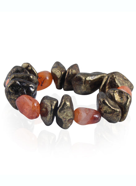 Carnelium and Metal Nugget Bracelet - Thingalicious
 - 1