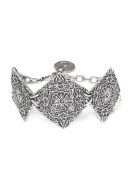 Oxidised Silver Plated Square Motif Bracelet