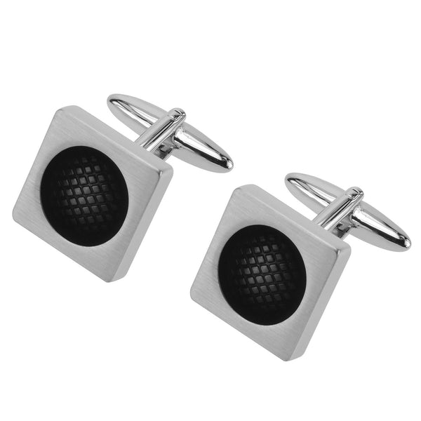 Black Criss-Cross Enamel Square Cufflinks - Thingalicious
