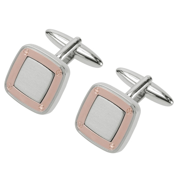 Soft Square Rose Gold Frame Cufflinks - Thingalicious
