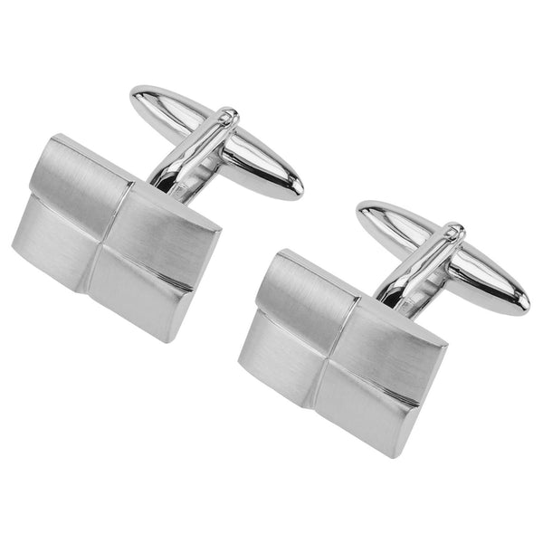 Brush Silver Window Shape Cufflinks - Thingalicious
