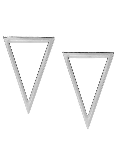 Rhodium Plated Statement Quirky Triangle Earrings