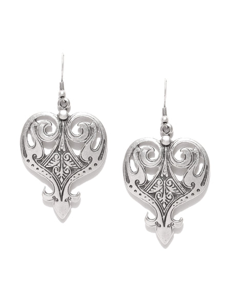 Antique Silver Plated Classic Handcrafted Drop Earrings