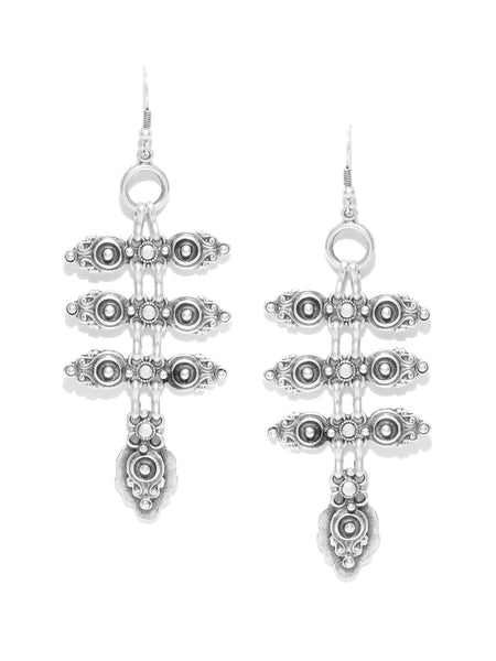 Antique Silver Plated Classic Handcrafted Drop Earrings