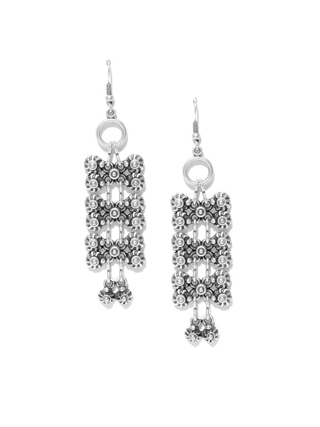 Antique Silver Plated Classic Handcrafted Drop Earrings