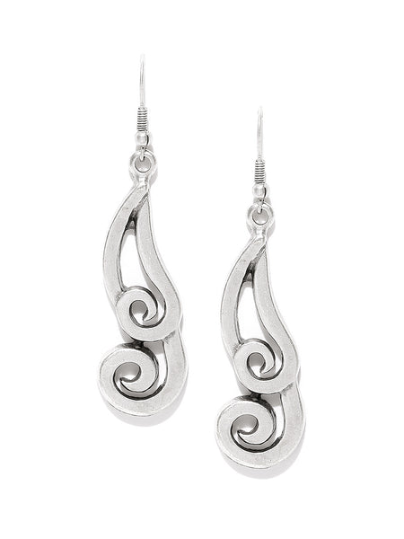 Antique Silver Plated Cut-Out Handcrafted Drop Earrings