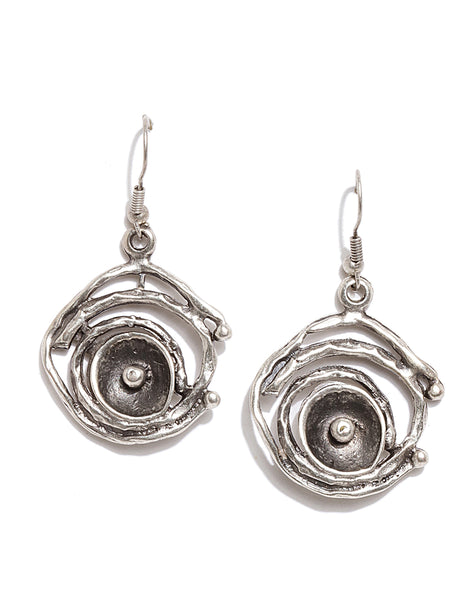 Silver Plated Round Drop Earrings