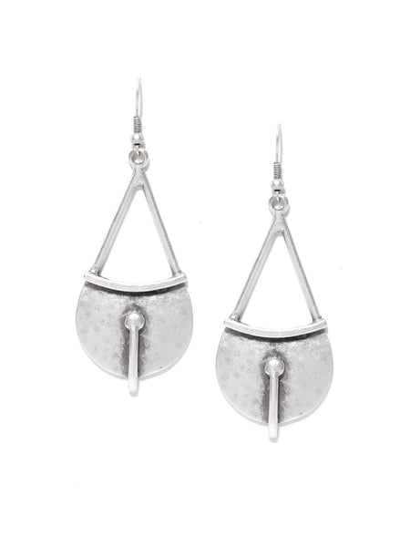 Antique Silver Plated Cut-Out Handcrafted Drop Earrings