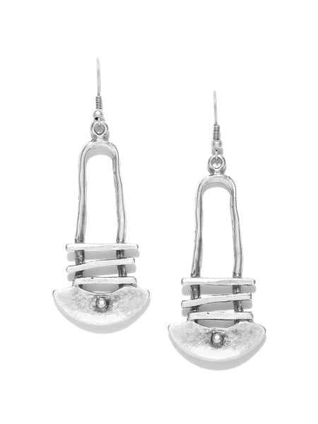 Antique Silver Plated Contemporary Handcrafted Drop Earrings