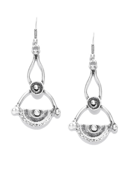 Antique Silver Plated Contemporary Handcrafted Drop Earrings