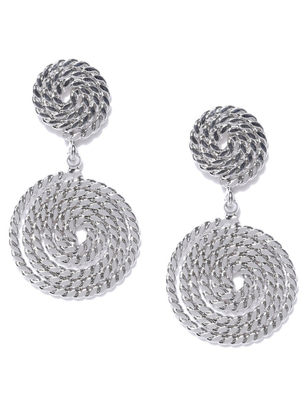 Classic Woven Finish Rhodium Plated Drop earrings