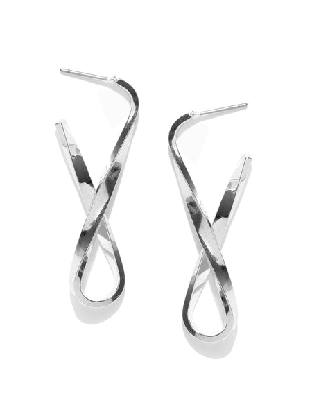 Classic Rhodim Plated Twisted Earrings