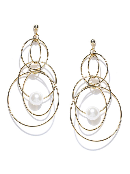 Classic Gold Plated Riot of Circles Pearl Earrings