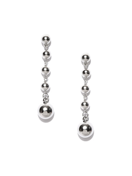 Rhodium Plated Disco Ball Drop Earrings