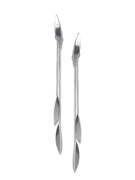 Classic Rhodium Plated Long Earrings