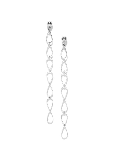 Classic Rhodium Plated Assymetrical Link Earrings