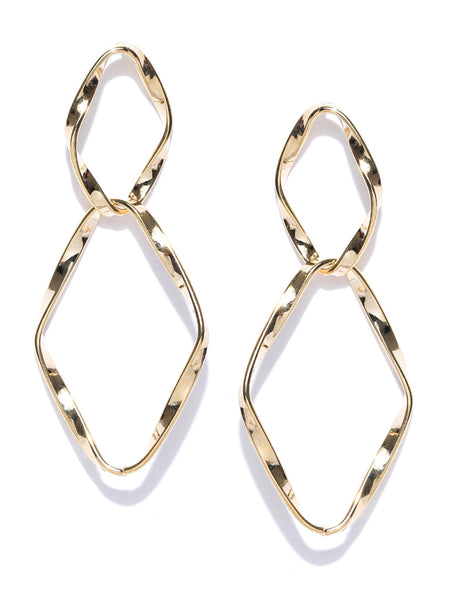 Hammered Interlinked Oval Gold Plated Earrings