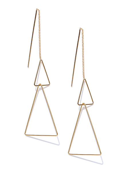 Triangular Minimal Gold Plated Needle Thread Earring