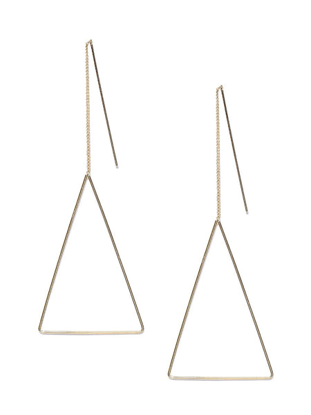 Triangular Minimal Gold Plated Needle Thread Earring