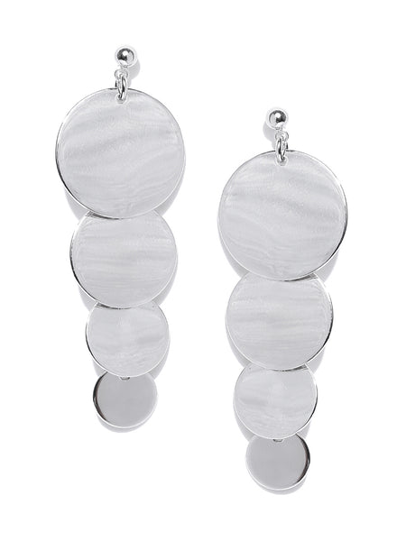 Glossy Disc Rhodium Plated Earrings