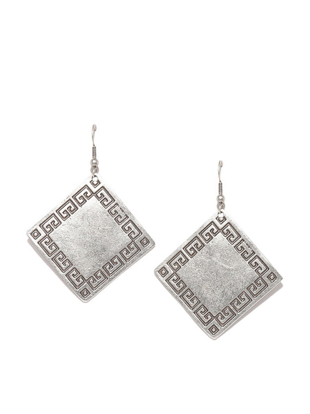 Bold Square Silver Plated Earring