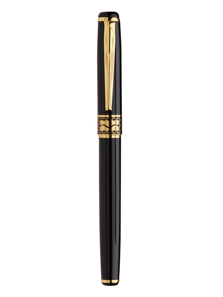 Classic Glosy Black Gold Detail Signature Roller Pen - Thingalicious
 - 1