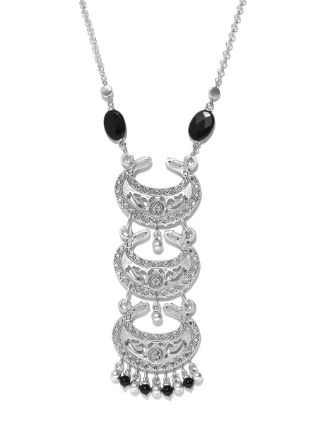 Silver-Plated Handcrafted Antique Silver Gypsy Style Necklace for