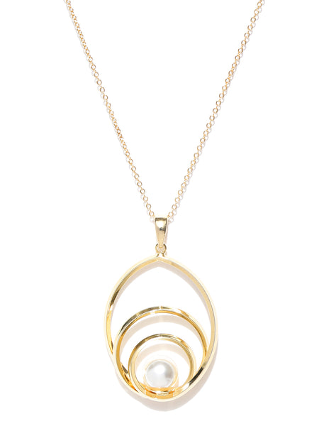 Gold-Plated Handcrafted Pearl Pendant with Long Chain