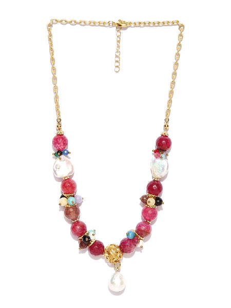 Gemstone and Freshwater Pearl Matinee Necklace